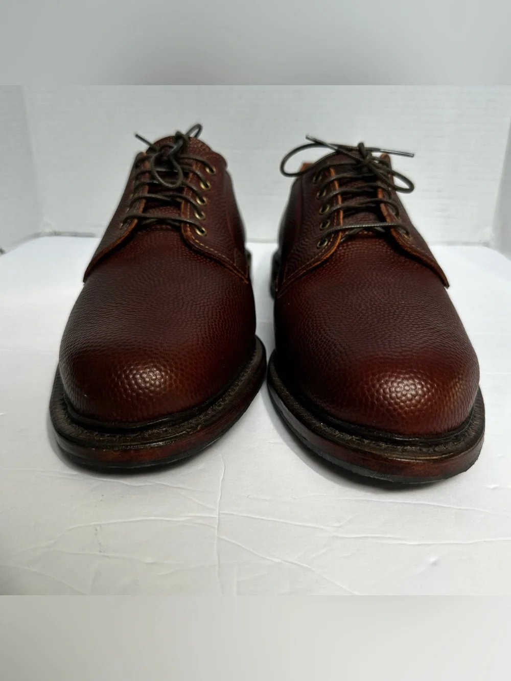 ALLEN EDMONDS Men’s Wine Brown Leather Gridiron Oxford Pebbled Shoes- Size 11